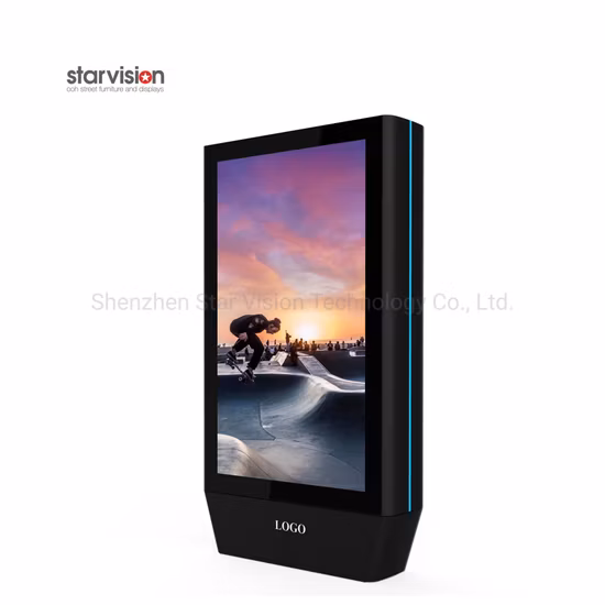 65 75 86 インチのフロア スタンド IP65 は空港用の屋外広告デジタル サイネージ装置を評価しました